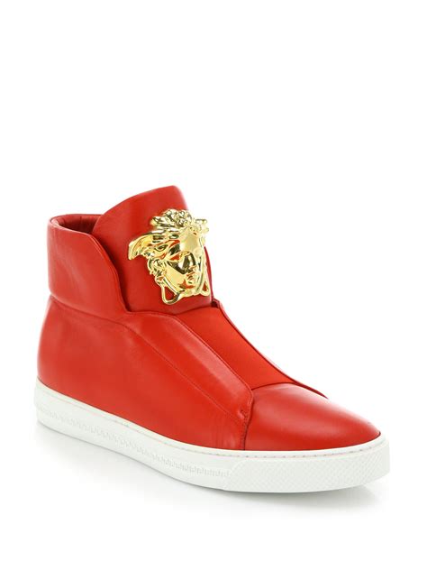 versace sneakers red and black|versace high top vintage sneaker.